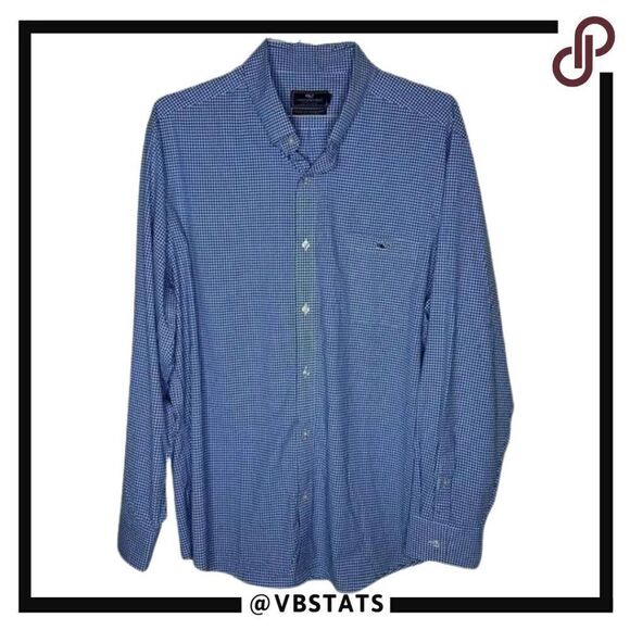 Vineyard Vines Performance Classic Fit Tucker Shirt Size XL Blue/White Plaid - Picture 1 of 6